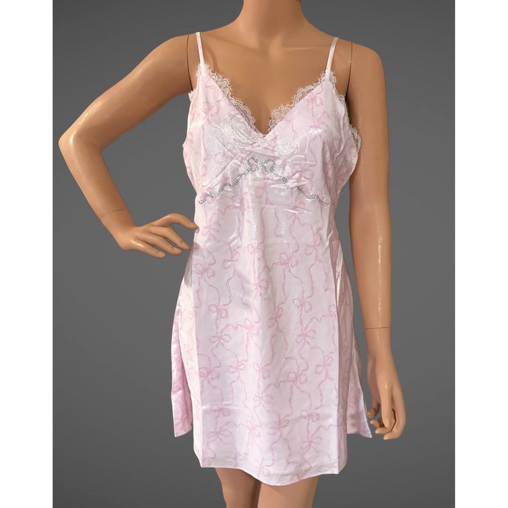 Victoria's Secret PINK x LoveShackFancy M Pink Satin Mini Dress Adjustable Strap